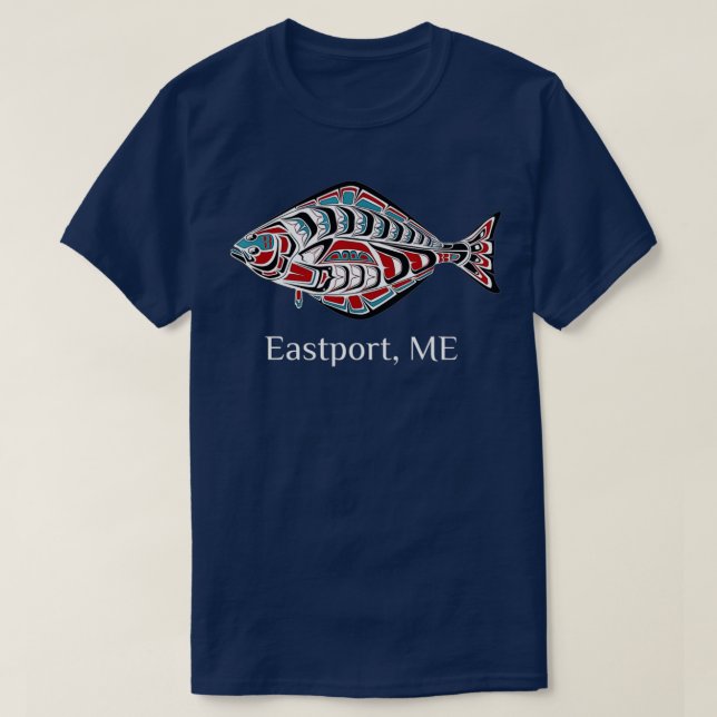 Eastport Maine Kusten Halibut Fisherman Native Ame T Shirt (Design framsida)