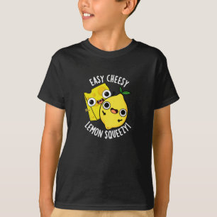 Easy Cheesy Lemon Squeezy Funny Food Pun Mörk BG T Shirt