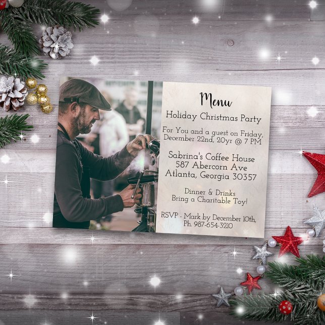 Easy Coffee Shop Menu Stil jul Party Inbjudningar (Skapare uppladdad)