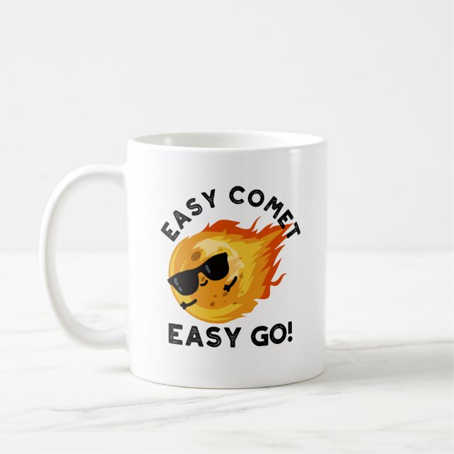 Easy Comet Easy Go Funny Astronomy Pun Kaffemugg (Vänster)