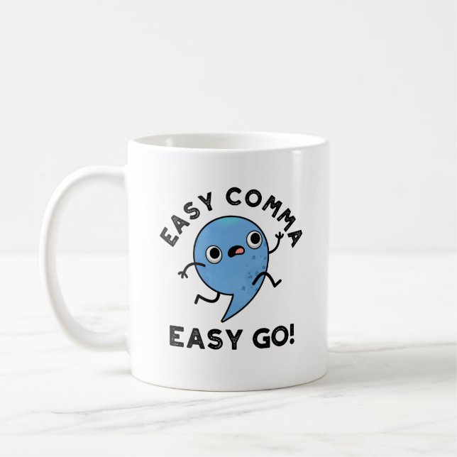 Easy Comma Easy Go Funny interpunktion Pun Kaffemugg (Vänster)