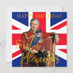 Easy Custom Name Kung Charles III British flagga Kort