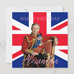 Easy Custom Name Kung Charles III British flagga Kort