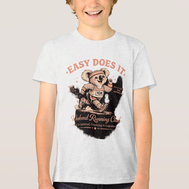 Easy Does It Weekend Running Club Retro Koala T-sh T Shirt (Framsida)