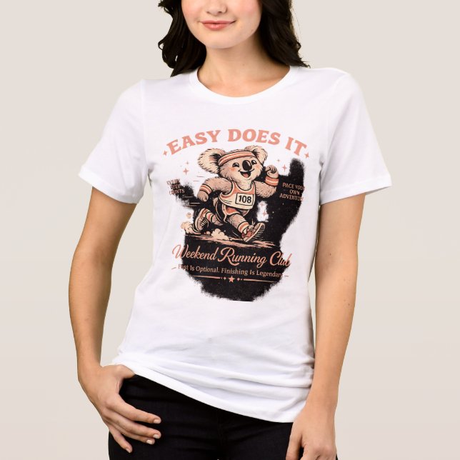 Easy Does It Weekend Running Club Retro Koala T-sh T Shirt (Framsida)