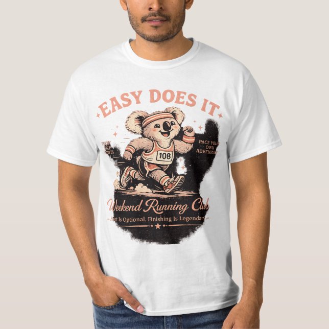 Easy Does It Weekend Running Club Retro Koala T-sh T Shirt (Framsida)