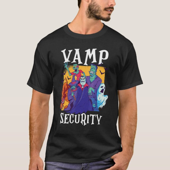 Easy Halloween Costume för vampig säkerhet T Shirt (Framsida)