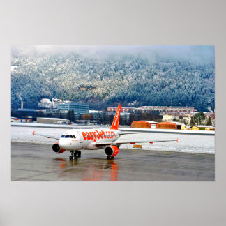 Easy Jet Flygplan Innsbruck Airport Austria Poster