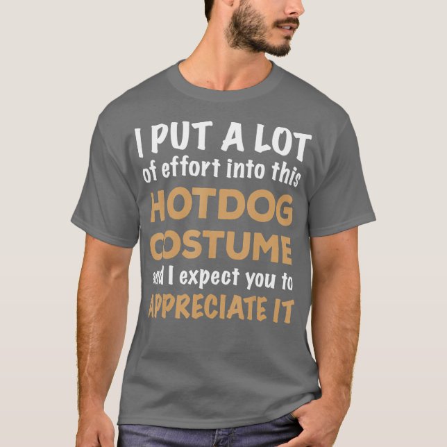 Easy Lazy Hotdog Halloween Costume T Shirt (Framsida)