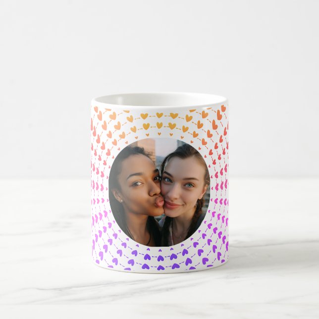 Easy Modern & Trendy One Photo & Multi Hearts Kaffemugg (Center)