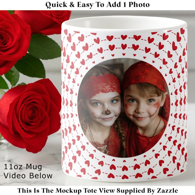 Easy Modern & Trendy One Photo & Red Hearts Kaffemugg (Skapare uppladdad)