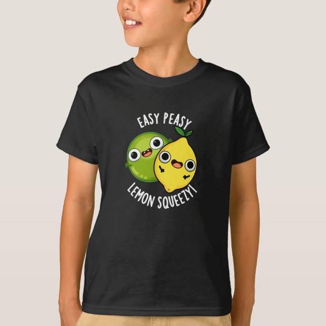 Easy Peasy Lemon Squeezy Funny Fruit Pun Mörk BG T Shirt (Framsida)