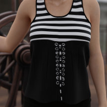 Easy Pirat Costume Fake Snöre Up Corset Tanktop