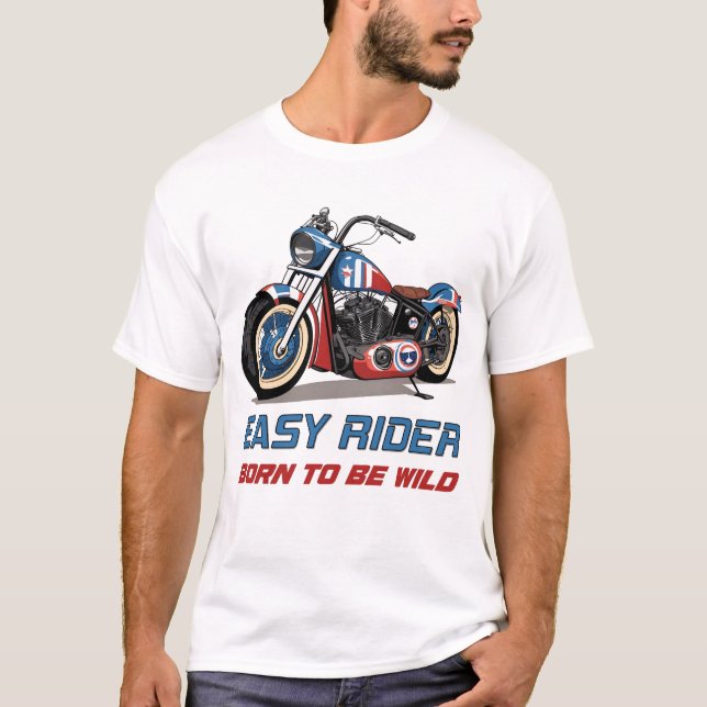 Easy Rider Motorcycle Chopper Stars och stripes T Shirt (Framsida)
