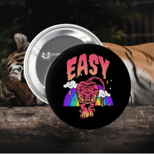 EASY Tiger Retro Rainbow Knapp – Vild & Rolig Pin