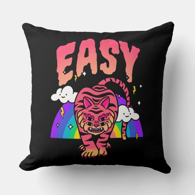 EASY Tiger Retro Rainbow Kuddöverdrag Kudde (Framsida)