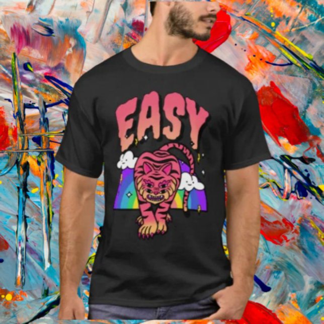 EASY Tiger Retro Rainbow Tröja – Vild & Rolig (Skapare uppladdad)