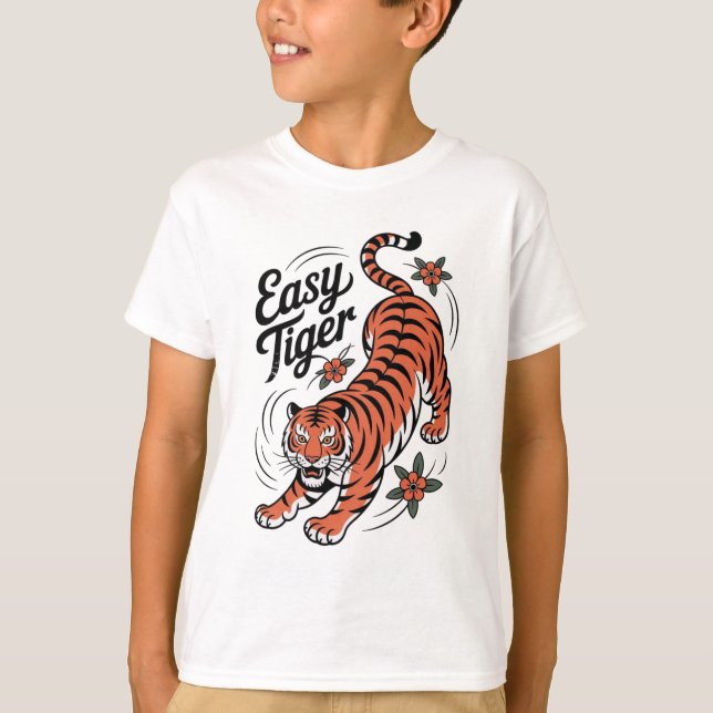 Easy Tiger Tattoo Style Graphic Tee | Traditional  (Framsida)