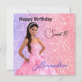 Easy Upload Photo Namn Glamor Girl Birthday Kort