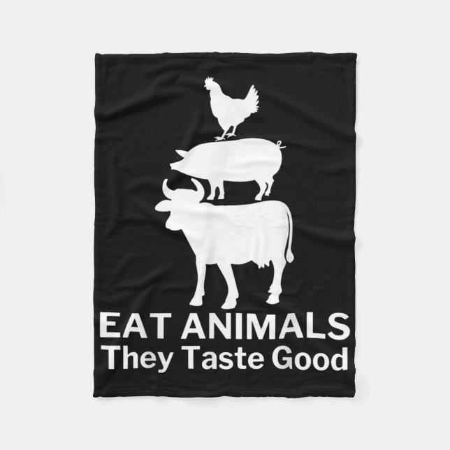 Eat Animals Funny Bbq Grilling Fleecefilt (Framsidan)