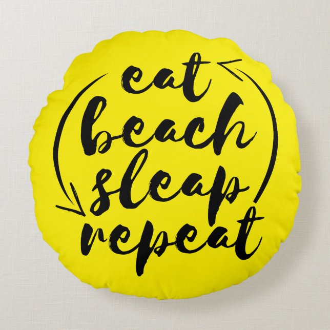 Eat Beach Sleep Repeat Beach Lover Rund Kudde (Framsidan)