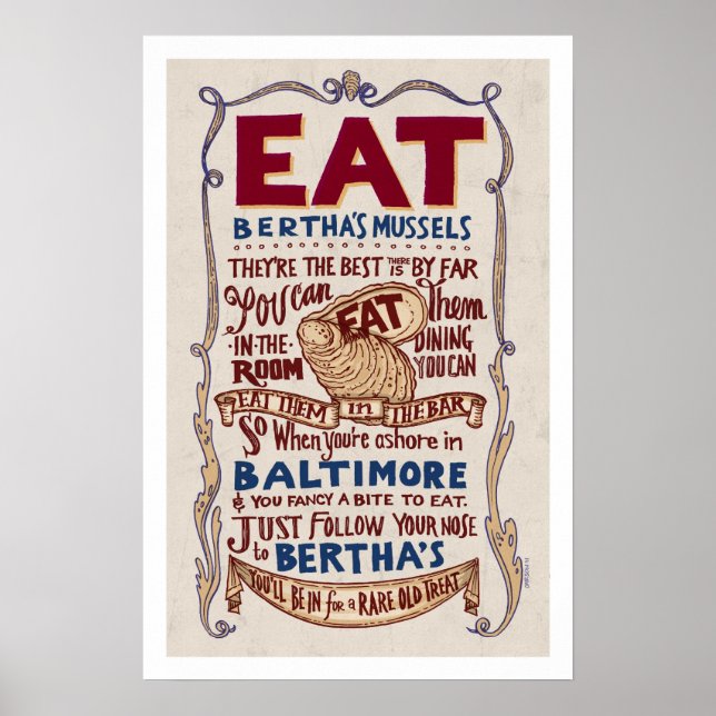 Eat Berthas Poster musslor (Framsidan)
