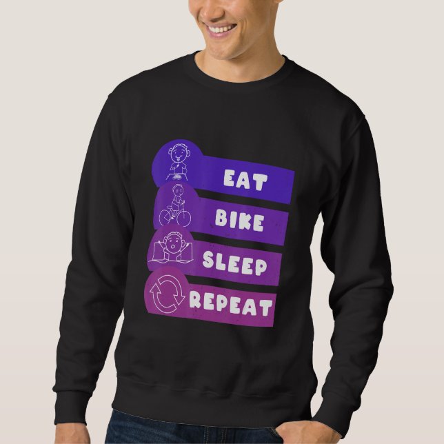 Eat Bike Sleep Repeat Lång Ärmad Tröja (Framsida)