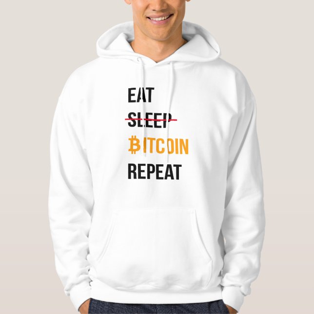 Eat Bitcoin Repeat Hoodie - Funny Crypto Hoodie (Framsida)