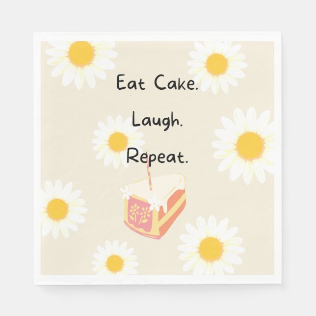 Eat Cake Flower Birday Card Pappersservett (Framsidan)