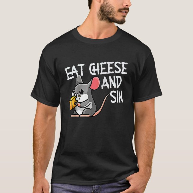 Eat Cheese and Sin Råtta Raglan Baseball T Shirt (Framsida)