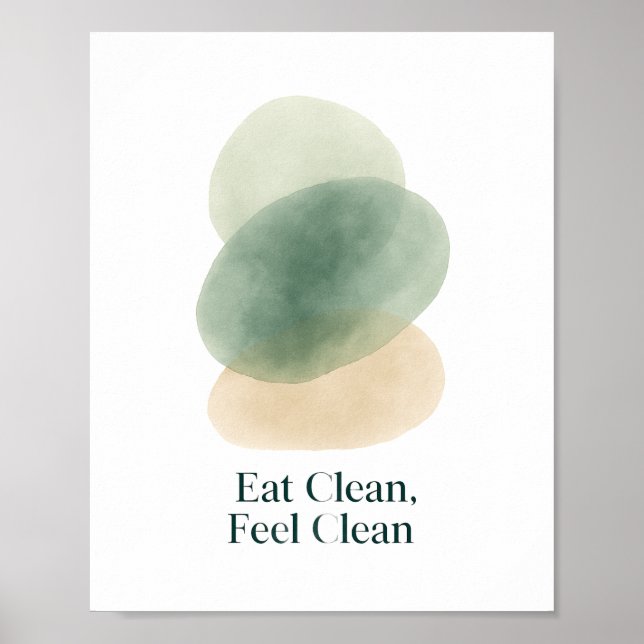 Eat Clean Feel Clean Abstract Kitchen Print Poster (Framsidan)