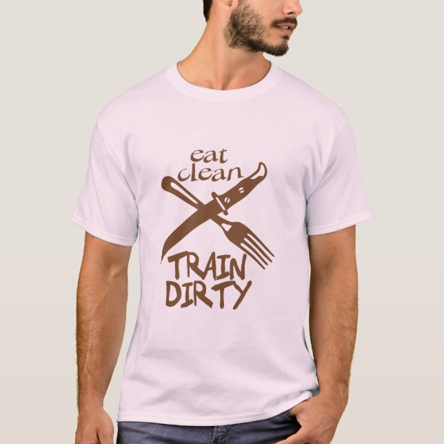 eat clean train dirty citation musculation couteau t shirt (Framsida)