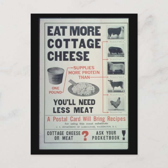 Eat Cottage Cheese - Vintage Vykort (Framsida)