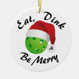 Eat, Dink och Be God jul Pickleball Santa Julgransprydnad Keramik