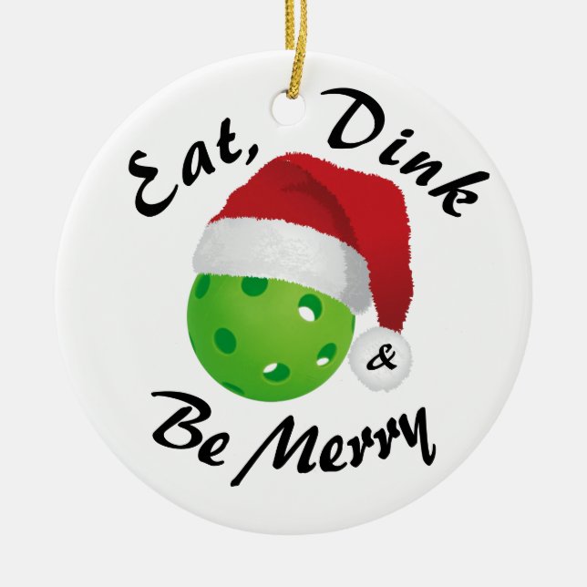 Eat, Dink och Be God jul Pickleball Santa Julgransprydnad Keramik (Framsidan)