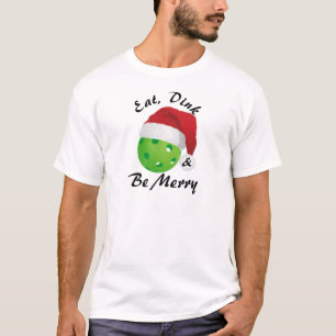Eat, Dink och Be God jul Pickleball Santa T Shirt