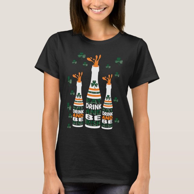 Eat Drink and be Irish St Patricks Day Shamrock Pl T Shirt (Framsida)