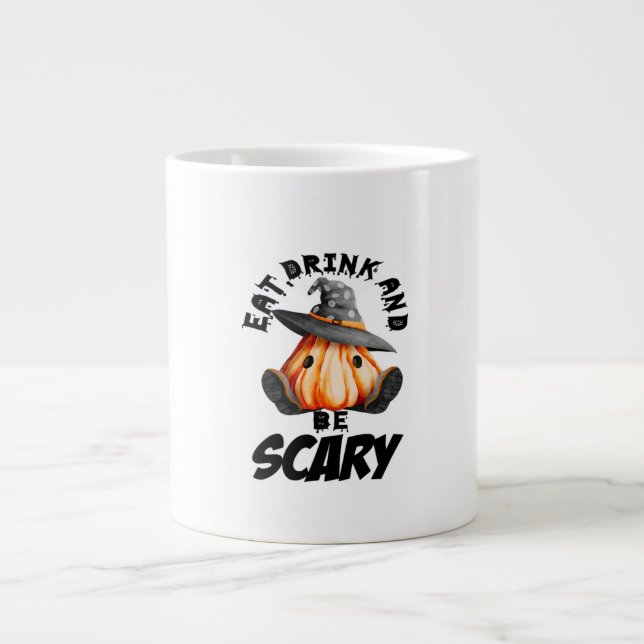 Eat Drink And Be Scared Retro Cool Jumbo Mugg (Framsidan)
