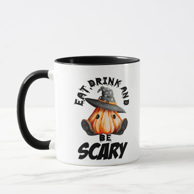 Eat Drink And Be Scared Retro Cool Mugg (Vänster)