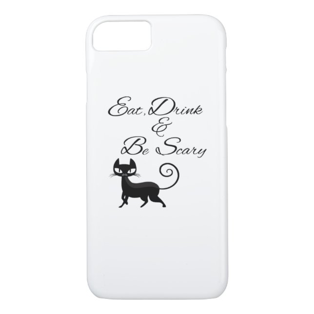 Eat Drink And Be Scary Cat Funny Cute Spooky Hallo Case-Mate iPhone Skal (Baksida)