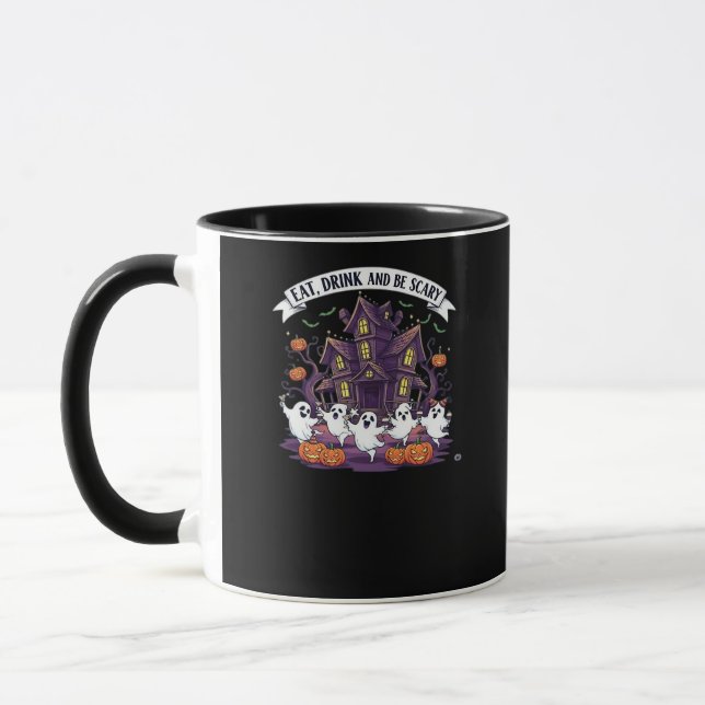 Eat Drink And Be Scary Classic Funny Retro Mugg (Vänster)