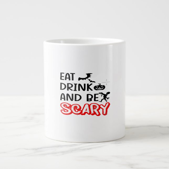 Eat Drink And Be Scary Design Retro Classic Jumbo Mugg (Framsidan)
