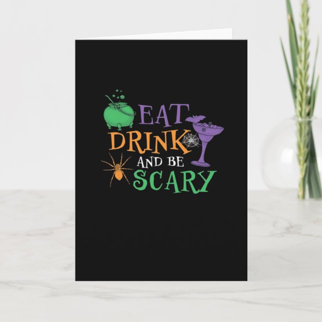 Eat Drink And Be Scary Essential Retro Graphic Kort (Framsida)