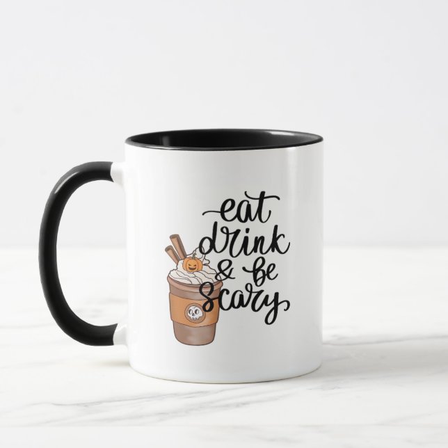 Eat Drink And Be Scary Funny Trendy Mugg (Vänster)