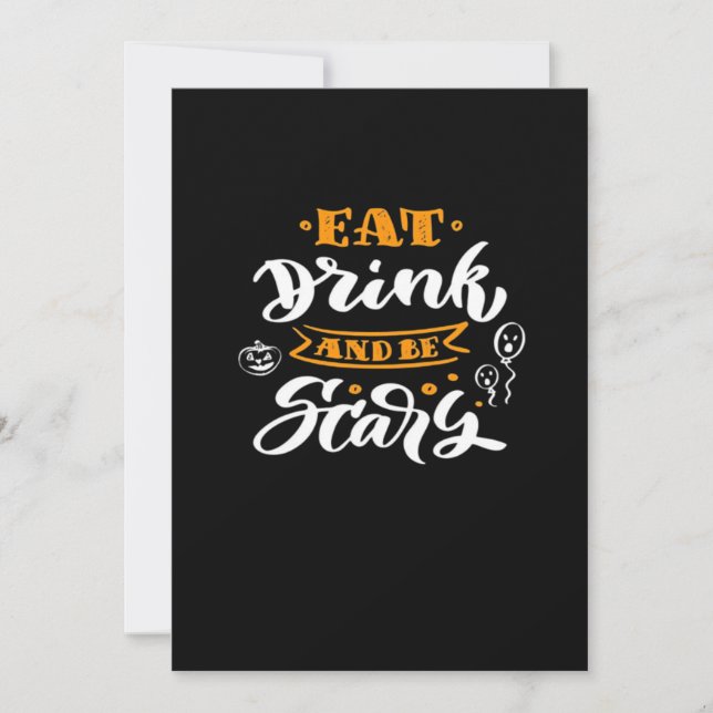 Eat Drink And Be Scary Halloween Creative Casual Julkort (Framsida)