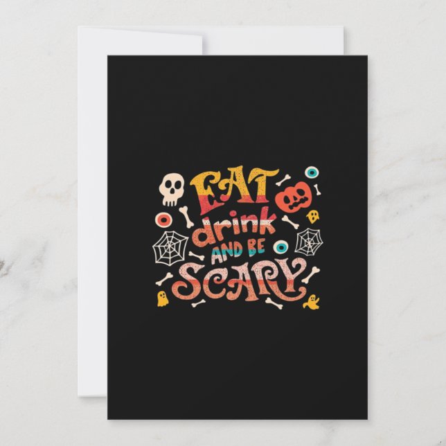 Eat Drink And Be Scary Halloween Funny Essential C Julkort (Framsida)