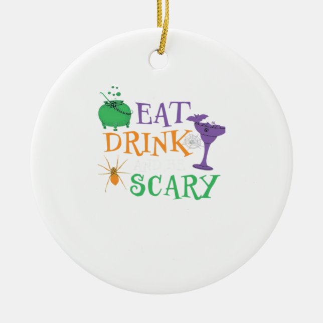 Eat Drink And Be Scary Halloween Julgransprydnad Keramik (Framsidan)