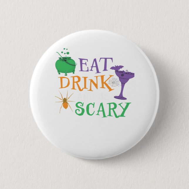 Eat Drink And Be Scary Halloween Knapp (Framsida)