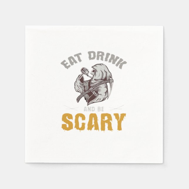 Eat Drink And Be Scary Reaper Minimal Clean Pappersservett (Framsidan)