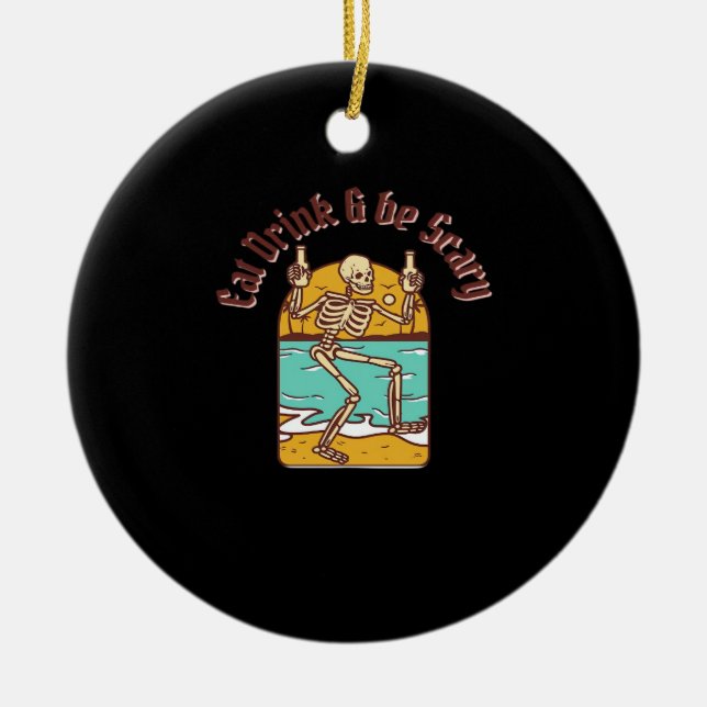 Eat Drink And Be Scary Simple Clean Julgransprydnad Keramik (Framsidan)